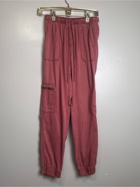 Nicole Miller Pants Womens XS Dusty Rose Cargo Jogger Elastic Cuffed, EUC